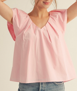 Solid Poplin Top **2 COLORS**