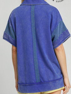 Mixed Collared Top **4 COLORS**