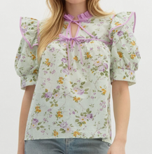 Load image into Gallery viewer, Lime Floral Top
