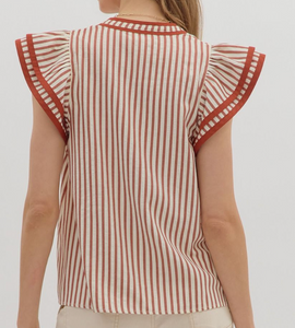 Stripe Flutter Sleeve Top **4 COLORS**