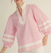 Load image into Gallery viewer, Striped Contrast 3/4 Sleeve Top ** 3 COLORS **
