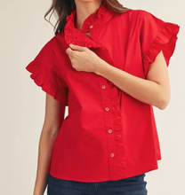 Load image into Gallery viewer, Ruffle Button Down Top **4 COLORS**
